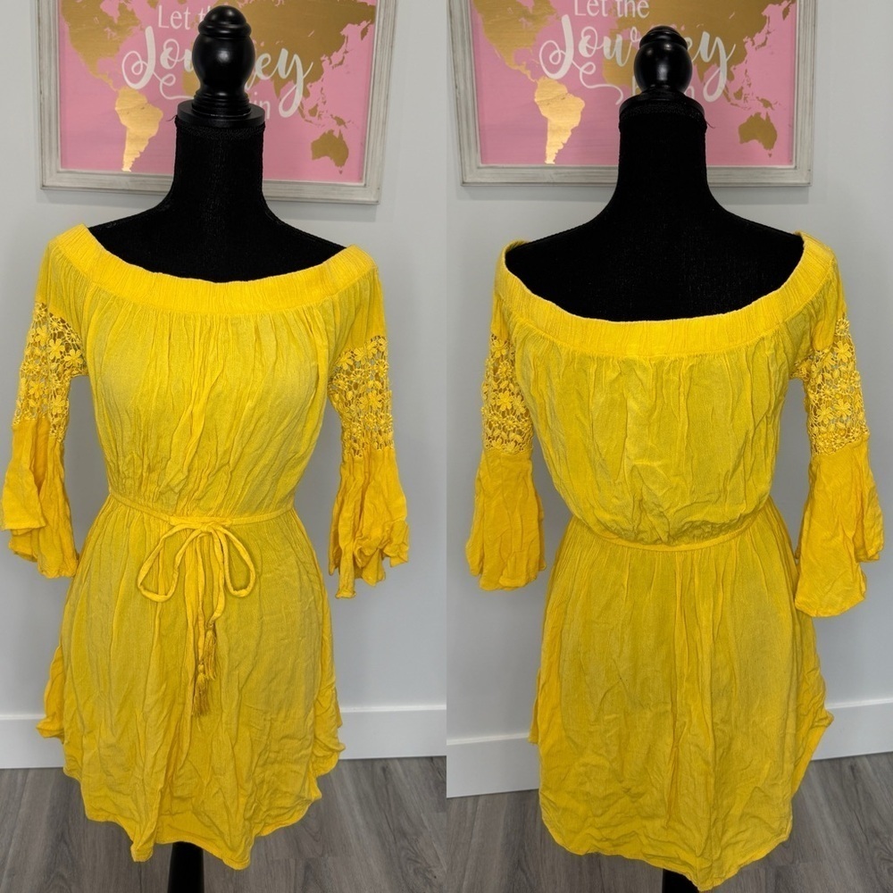 Mint of Blush Off the Shoulder Yellow Dress (S)